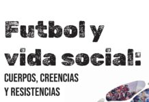 Fútbol y vida social: identidad, fe, feminismo y poder más allá de la cancha Portada blanca y negra del libro Futbol y vida social: cuerpos, creencias y resistencias